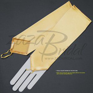 Shiny Stretch Satin Fingerless Gloves Below-the-Elbow Length 8BL